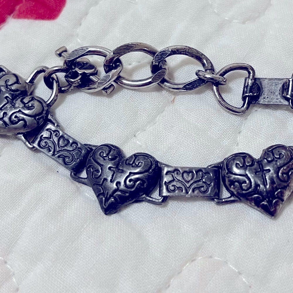 BRIGHTON BRACELET - Hearts - Dark Silver Tone - EXCELLENT - RARE - Vintage